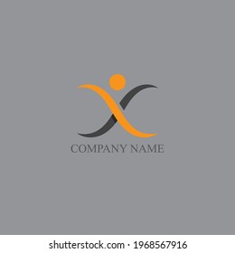 X Letter and People logo template vector icon
