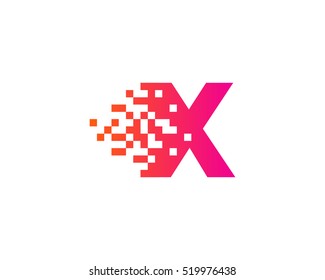 X Letter Pixel Motion Logo Design Template