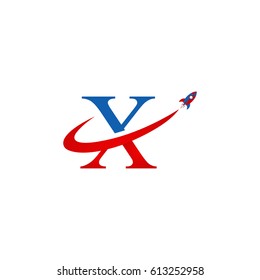 X letter rocket logo design