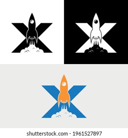 X Letter Rocket Space Abstract Logo