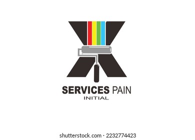 X Letter Roller paint services Vector logo template.