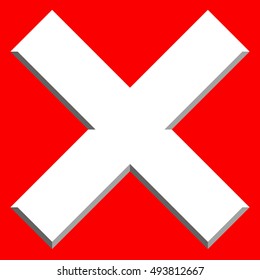 X letter, X shape with bevel effec as prohibition, restriction, delete, remove, forbid icon