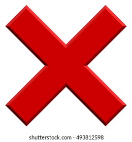 X letter, X shape with bevel effect. Prohibition, restriction, delete, remove, forbid icon.