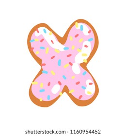 X Letter Shape Sweet Glazed Cookie Stock Vector (Royalty Free ...