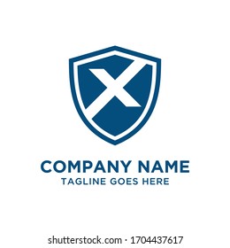 X Letter Shield Logo Vector Design Template