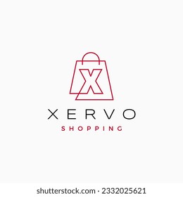 X letter Shop Shopping Bag Logo Vector Icon illustration