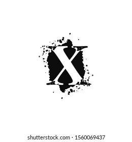 X Letter Splatter logo.  Abstract Design concept black splash  with hidden letter X logo icon for initial, company identity and more brands.