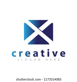 x letter with square message logo icon vector template