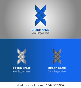 X Letter & Square orange, yellow and gradient color logo design and vector illustration