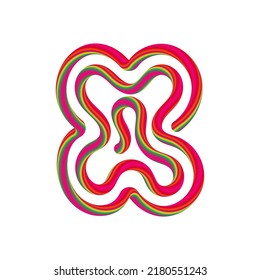X letter with swirl candy. Vector candy and sugar font for bright logo, your application, sweet identity and more