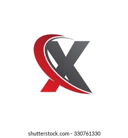 X Letter Swoosh Red Logo 