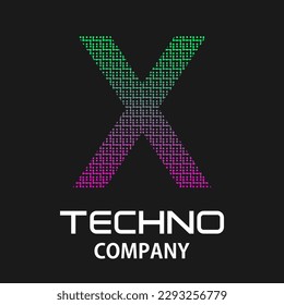 x letter technology design template illustration
