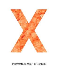 x letter with texura shaped brown earth or stone