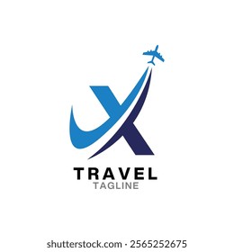 X letter Travel Logo Icon, Summer travel logo icon template, Travel agency logo template.