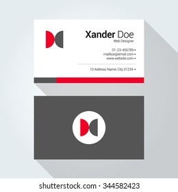 X Letter typographic alphabet logo. Corporate Business card. Vector design template element