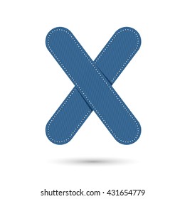x Letter vector with blue Jeans  on White background