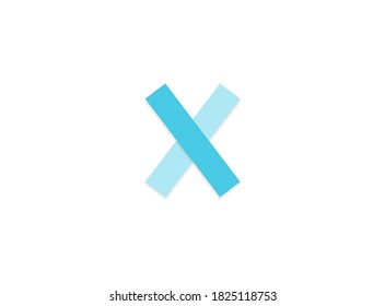 X letter, vector logo, paper cut desing font made of blue color tones .Isolated on white background. Eps10 illustration