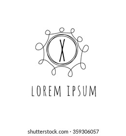 X letter vector logo template (sign, symbol, emblem, ornament)