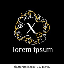 X letter vector logo template (sign, symbol, emblem, ornament)