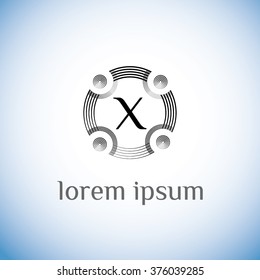 X letter vector logo template (sign, symbol, emblem, ornament)