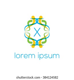 X letter vector logo template (sign, symbol, emblem, ornament)