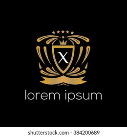 X letter vector logo template (sign, symbol, emblem, ornament, blazon)