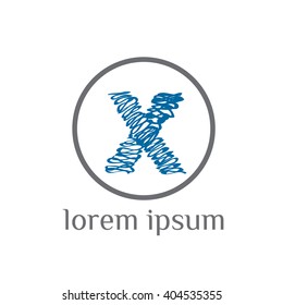 X letter vector logo template (sign, symbol, emblem, ornament). Monogram- letter logo design alphabet collection. 