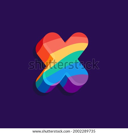X letter volume logo with Pride LGBTQ flag pattern. Vector Illustration perfect for your rainbow identity, transgender banner, gays and lesbians posters, bisexual design, etc.