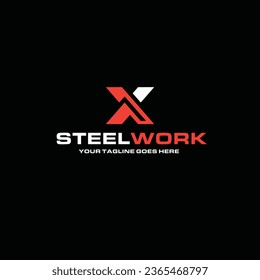 X letter work logo flat vector design