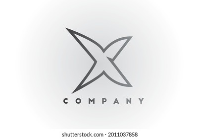 X line grey white gradient alphabet letter logo icon with white background. Business creative design for corporate and template