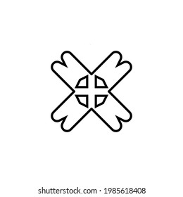 Icono de línea X. Símbolo de fondo del afiche de peligro de estilo simple. Botón Salir o quitar. Elemento de diseño de logotipo. Impresión de camisetas. Vector para pegatinas.