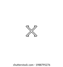 X line icon. Simple style danger poster background symbol. Exit or remove button. Logo design element. T-shirt printing. Vector for sticker.