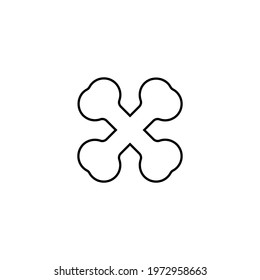 X line icon. Simple stylee danger poster background symbol. Exit or remove button. Logo design element. T-shirt printing. Vector for sticker.