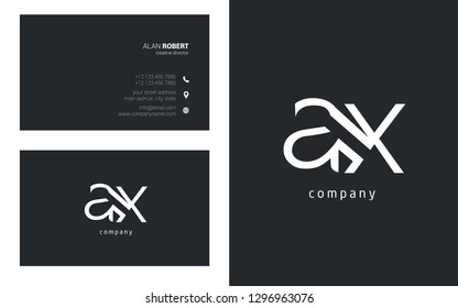 A & X Line joint logo design vector with business card template