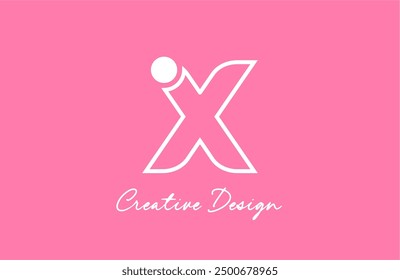 X line letter alphabet logo icon design with pink white pastel color and circle dot for business and company