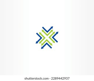 Logo de diseño de forma de línea X con diseño de flecha