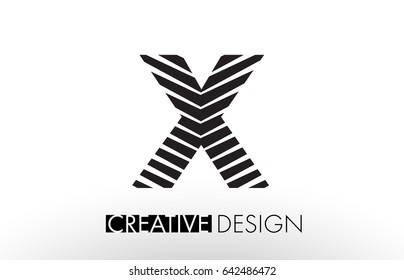 X Lines Letter Design with Creative Elegant Zebra Vector Illustration.