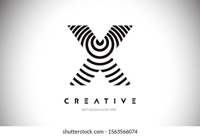 X Lines Warp Logo Design.Vector Letter Icon Made with Circular Lines.