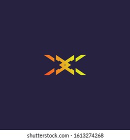 x logo with abstract shapes. make this design simple and bold colors.