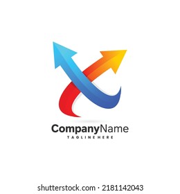X logo with up arrow concept