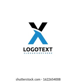 X Logo. Black and Blue X Letter Design Vector Illustration Modern Monogram Icon.