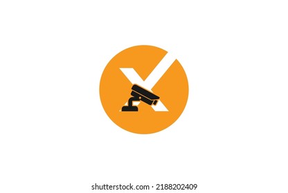 X logo cctv para identidad. ilustración vectorial de plantilla de seguridad para su marca.