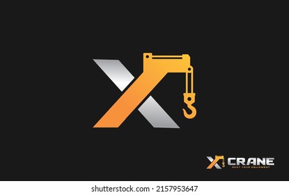 X logo crane for construction company. Heavy equipment template vector illustration for your brand.
