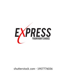 X logo design incorporated with express word vector template