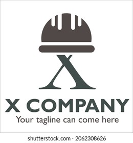 X logo design on Construction theme