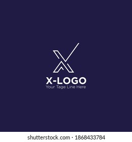 X Logo Design With Tage Line