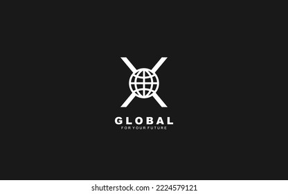 X Logo GLOBE für Identität. NETWORK-Vorlage, Vektorgrafik für Ihre Marke.