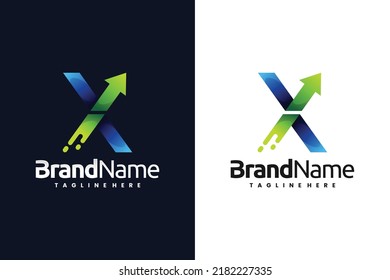 X logo with growth arrow concept