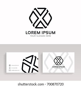 X logo hexagon sign icon linear logo vector design.