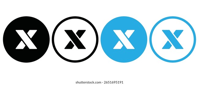 x logo icon set vector silhouette on white background.